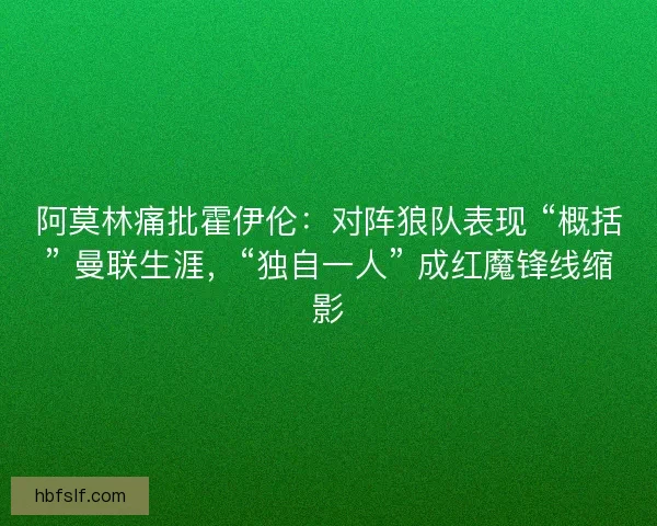 阿莫林痛批霍伊伦：对阵狼队表现 “概括” 曼联生涯，“独自一人” 成红魔锋线缩影